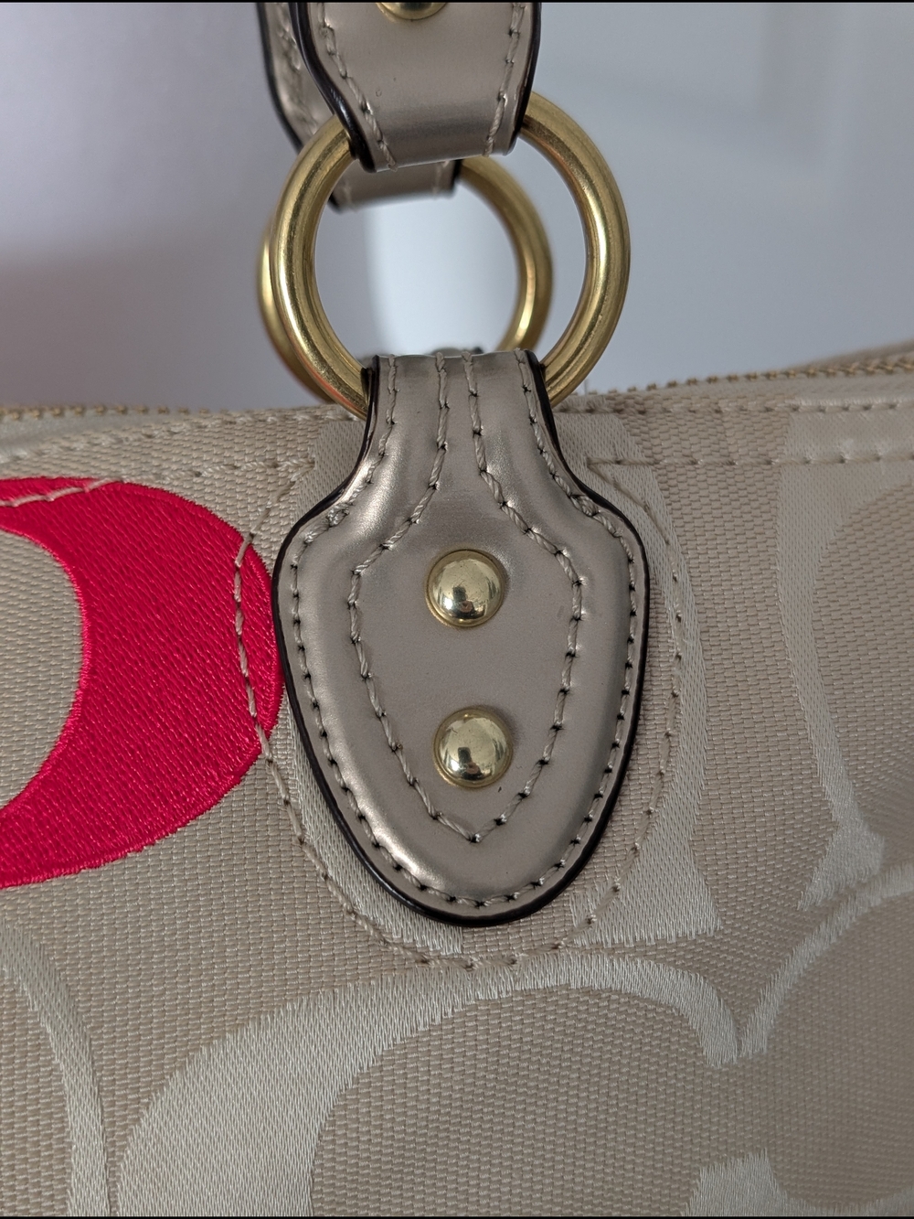 Coach Poppy Embossed Signature Logo Multicolor Tote - Picture 3 of 12